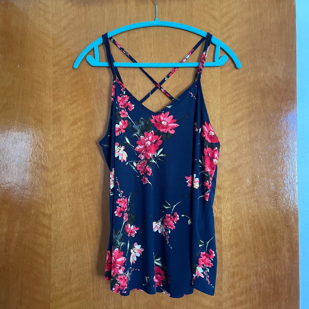 Flower Print Cross Back Cami